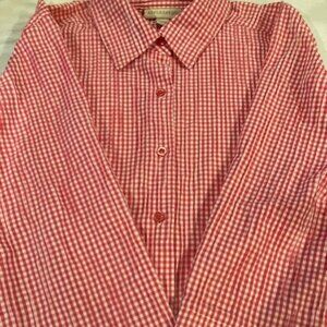 Appleseed's Pink and White Seersucker Shirt, 3/4 Sleeve, L
